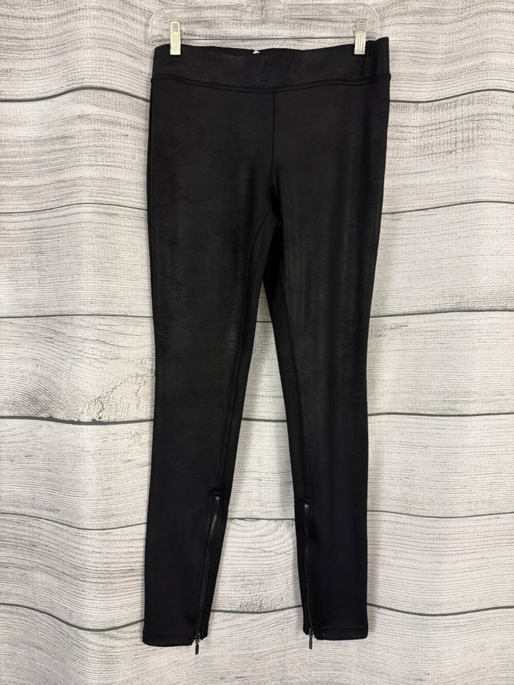 Free People Faux Vegan Leather Black Leggings With Zippered Ankles Size S